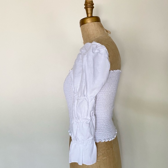 REFORMATION White Smocked Top | Size S/M - Picture 3 of 12